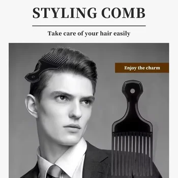 1 पीस चौड़े दांतों वाला ब्रश पिक कंघी कांटा हेयरब्रश इन्सर्ट हेयर पिक कंघी प्लास्टिक गियर कंघी घुंघराले अफ्रीकी हेयर स्टाइलिंग टूल्स के लिए 10 best sales बालों की कंघी - №5