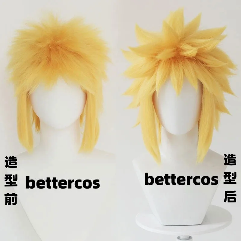 

NewSynthetic Golden Wigs Namikaze Minato Short Fluffy Layered Cosplay Wigs Anime Halloween Play Role Hair + Wig Cap2025