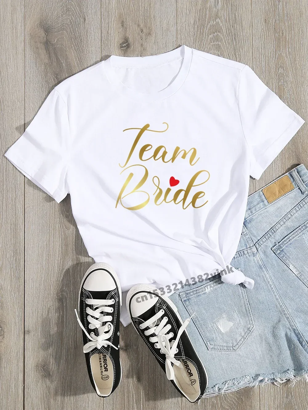 Casual Ladies Basic O-collar White Short Sleeved Shirt Girl Future Mariee Love Bachelorette Wedding Party Women Shirt Aesthetic