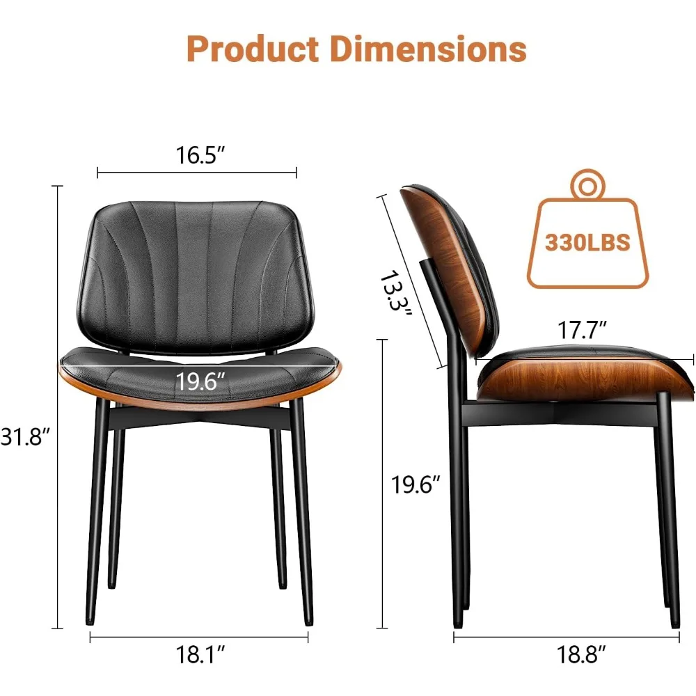 

FSC Certified Mid Century Modern Accent Chair, Upholstered PU Leather Chairs for Vanity, Restaurant Chairs