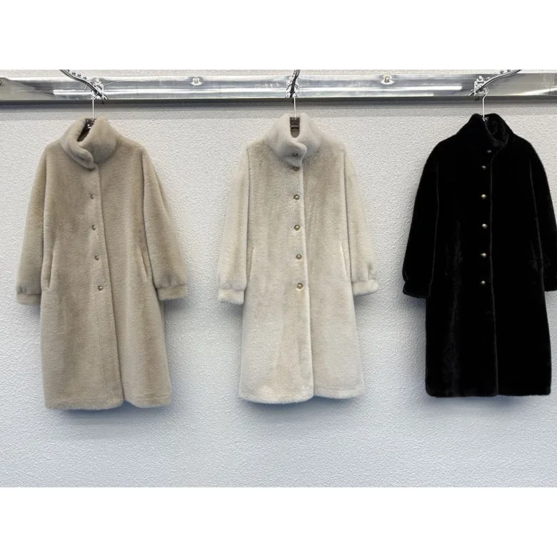 Women's Models Fall Winter Coat Coat Faux Fur Long Paragraph Thickened Warm Retro Simple Comfortable Leisure New Niche Versatile