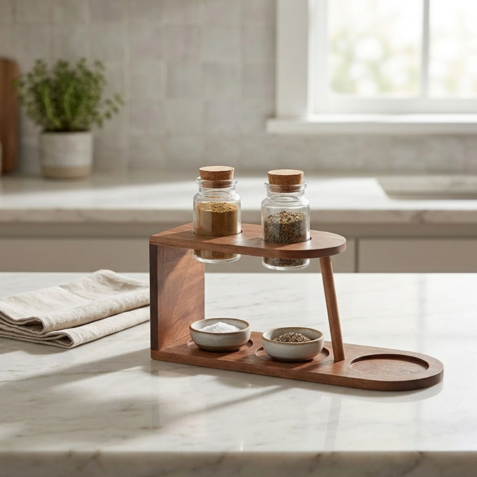 Countertop Coffee Station Organizer Sturdy Wooden Coffee Stand Kitchen Counter Shelf Raised Rack Stable for Baristas, Office