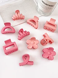 10 Pcs Pink Small Claw Clips Set,Matte Tiny Flower Jaw Clips for Women Girls,5 Style Nonslip for Thin Medium Fine Hair