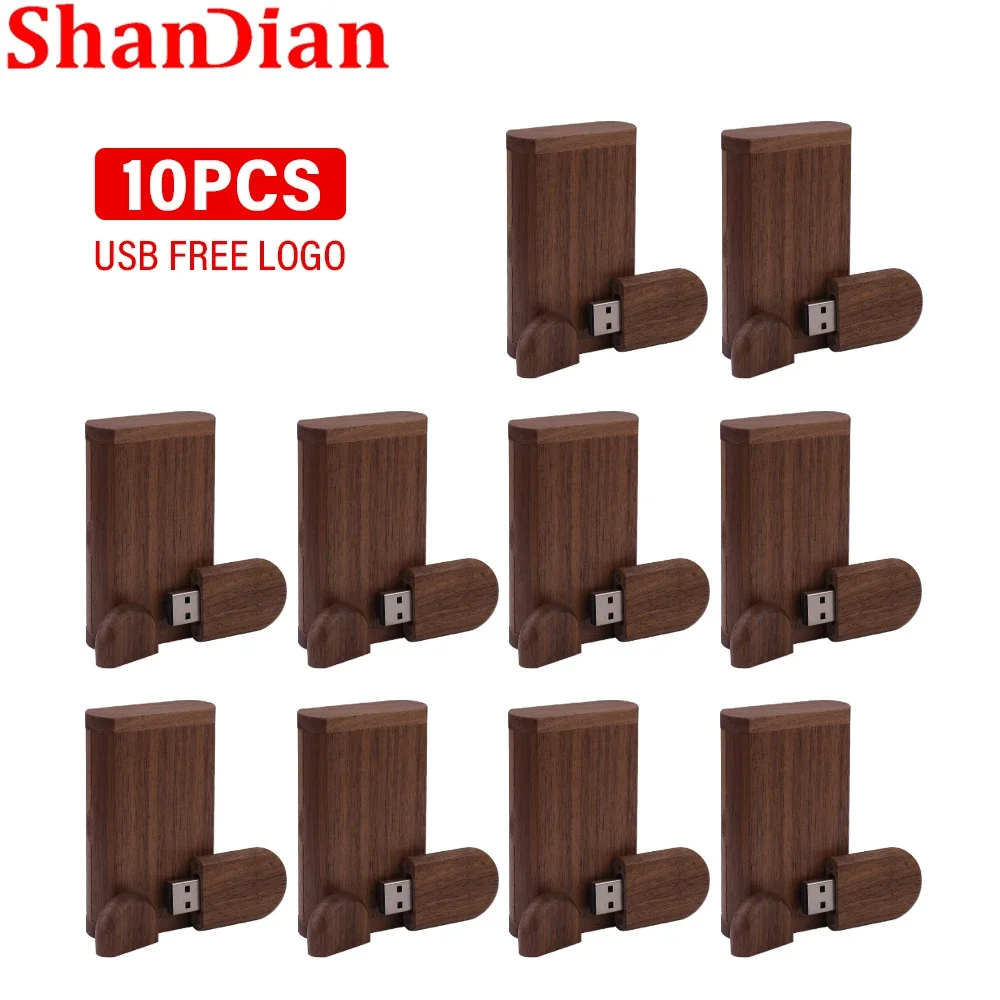 10 STKS VEEL Houten Doos + USB Flash Drive 128 GB Gratis Custom Logo Pen Drive 64 GB Hoge Snelheid USB Geheugen 32 GB 16 GB Creatieve Huwelijkscadeau