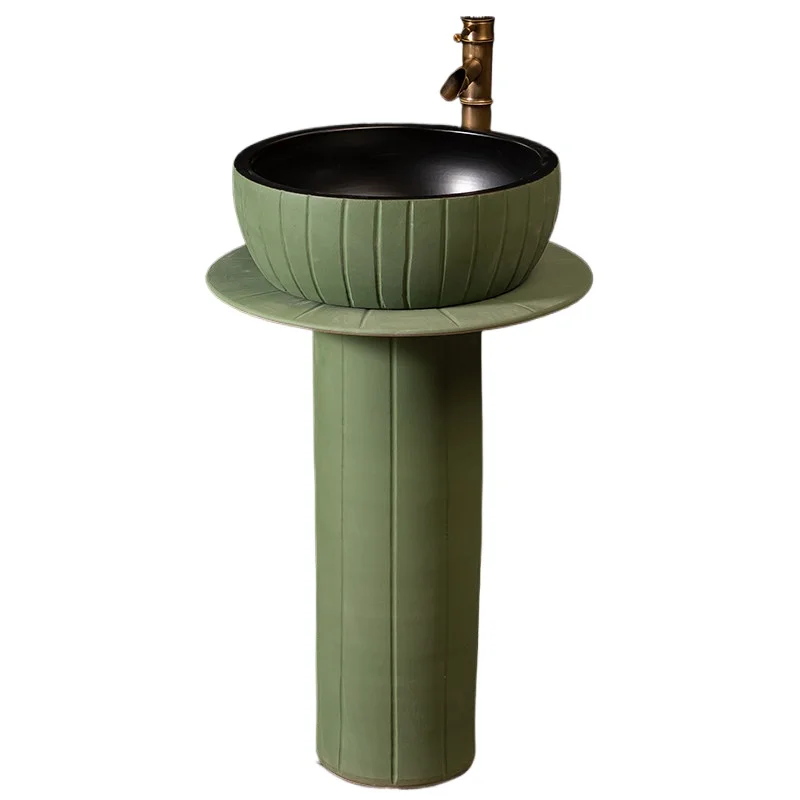 

Household column type washbasin Ceramic integrated column basin Hotel wash basin Floor type