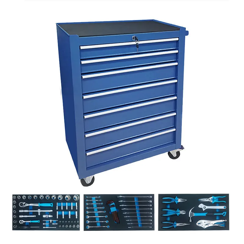 Simple Appearance 7 Drawers Tool Trolley With 83pcs Tools In EVA Foam Tray