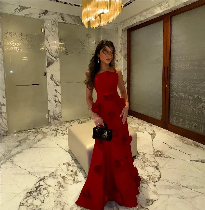 

2025 вечерние платья русалки без бретелек с 3D цветочной аппликацией 2024, вечернее платье для выпускного вечера для женщин, платье на заказ