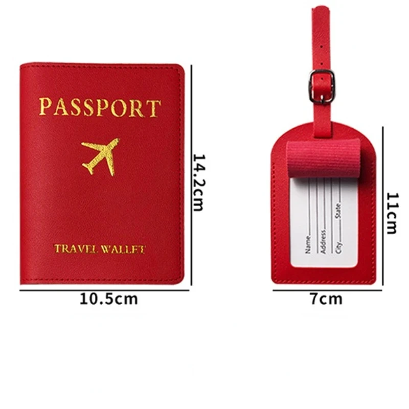 PU Leather Luggage Tag Passport Holder Set Passport Protective Cover Travel Portable ID Credit Card Holder Travel Accessories