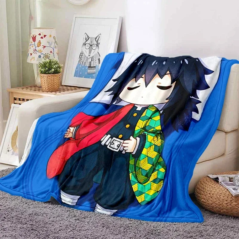 3D Print Demon Slayer Anime Blanket Soft Sofa Cover Throw Tanjirou Nezuko Fleece Tapestry Warm Bed Blankets for Bedroom Couch