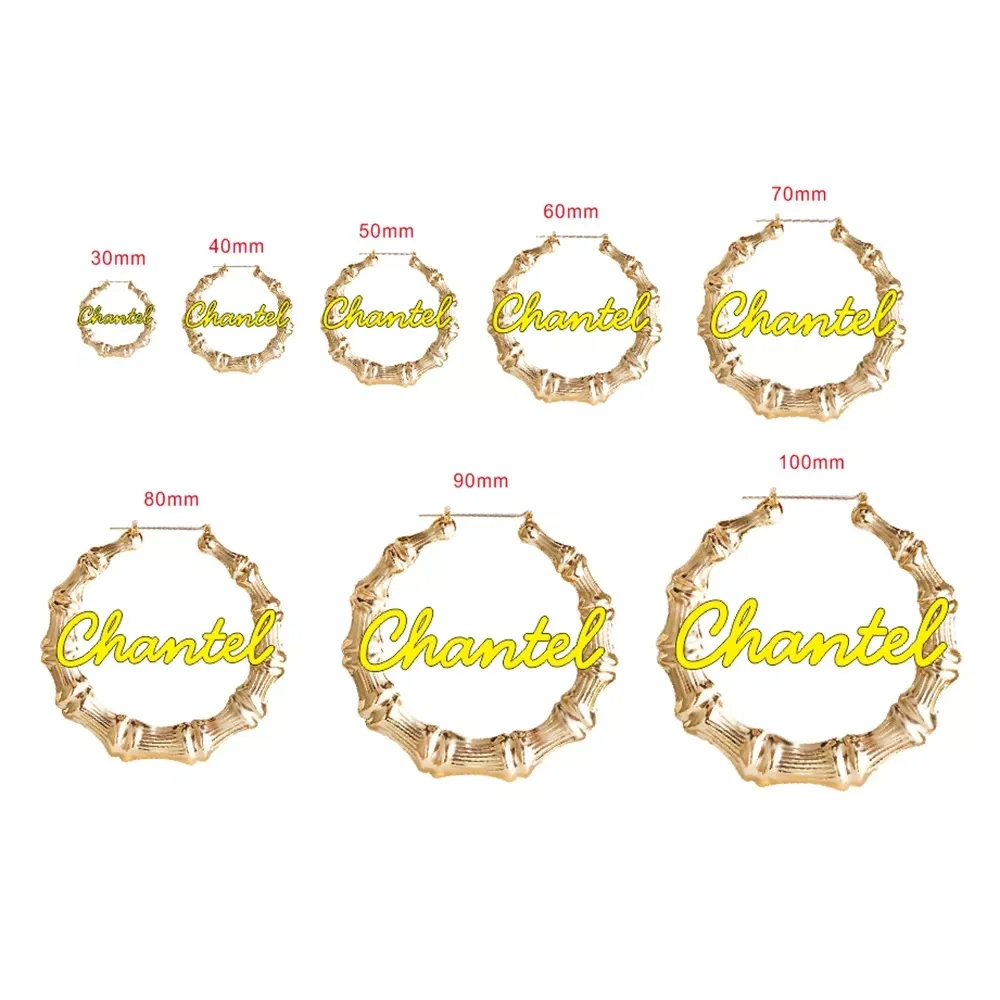 Custom Colorful Earrings Personalized Acrylic Name Bamboo Earrings Women's Custom Rainbow Name Hoop Earrings Jewelry For Women