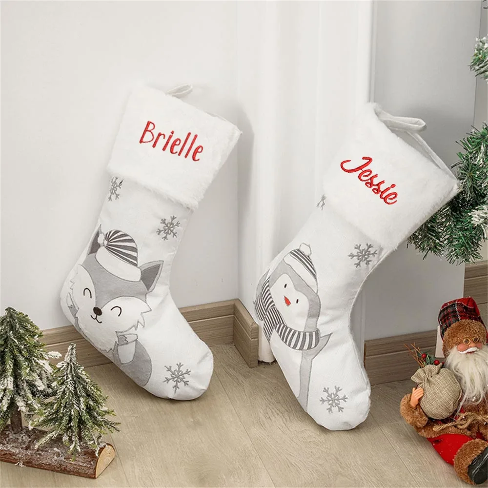 

Embroidered Name Large Christmas Socks Christmas Tree Decoration Pendant Stocking Personalized Name Children's Gift Candy Bags