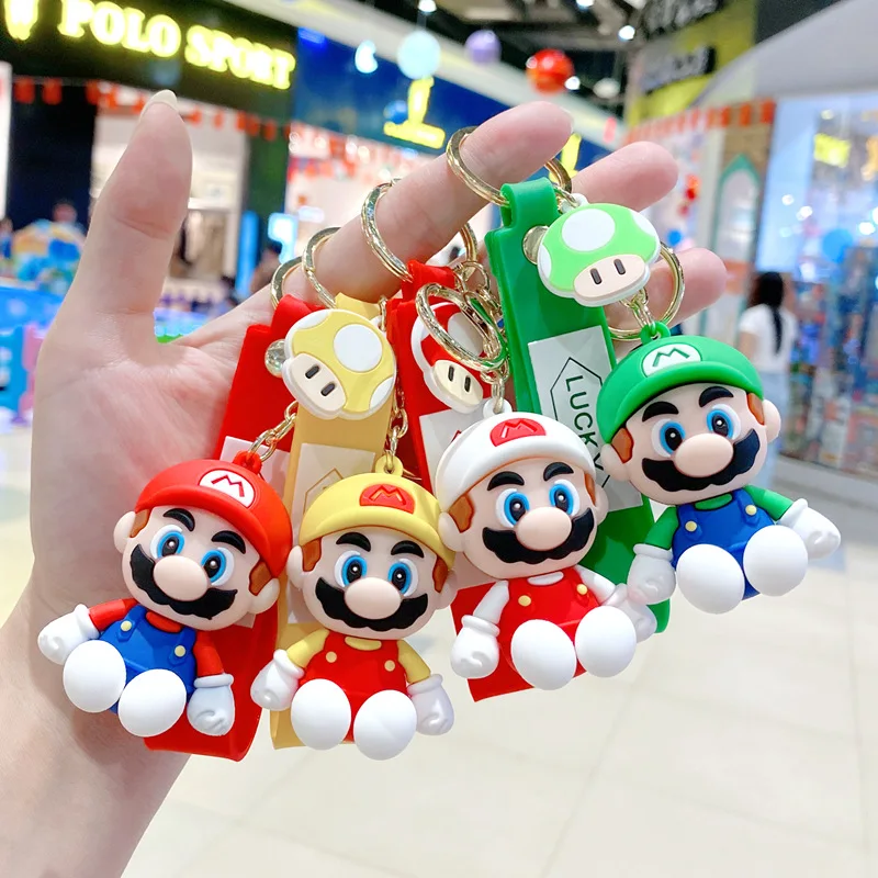 Mario Bros Peach Princess Luigi Yoshi KeychainToad Bowser Action Figure Model PVC Cartoon Bag Doll Pendant Toys Gift view 5