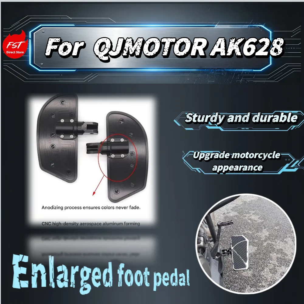 

For QJMotor AK628 Modified Enlarged Foot Pegs Retro Widened Footrest Non-drill Direct Install Accessories