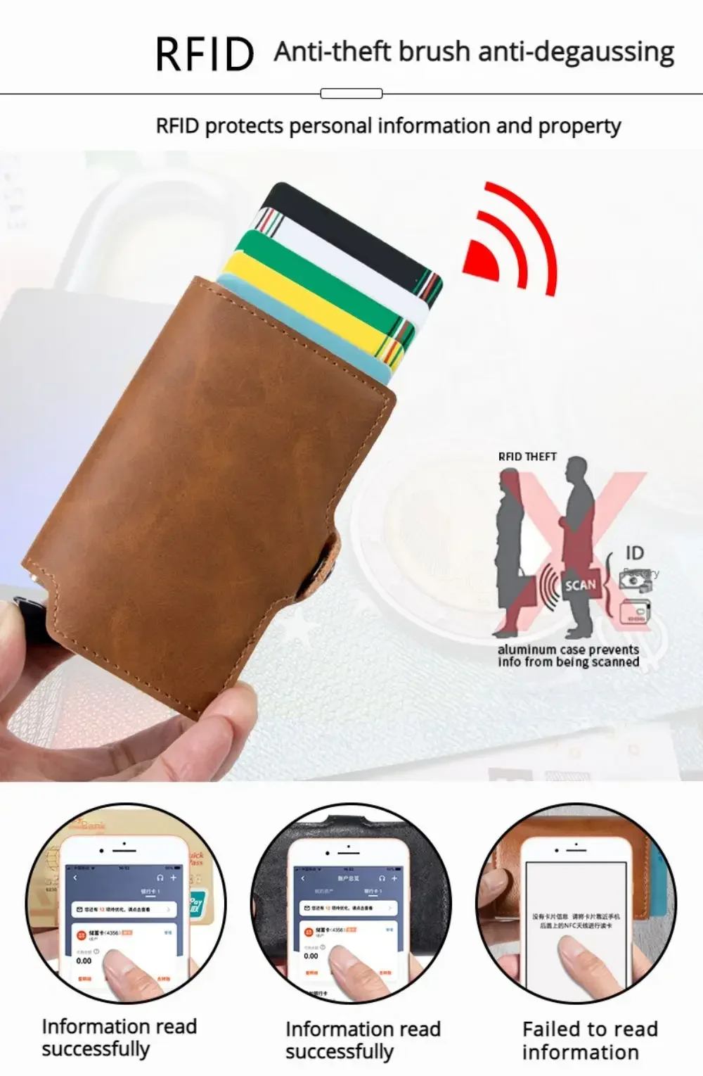 Luxus-Geldbörsen mit RFID-Blockierung, Business-Kreditkartenetuis, Pop-Up Smart Wallets, minimalistische Kartenetuis für Herren und Damen – Detail 4