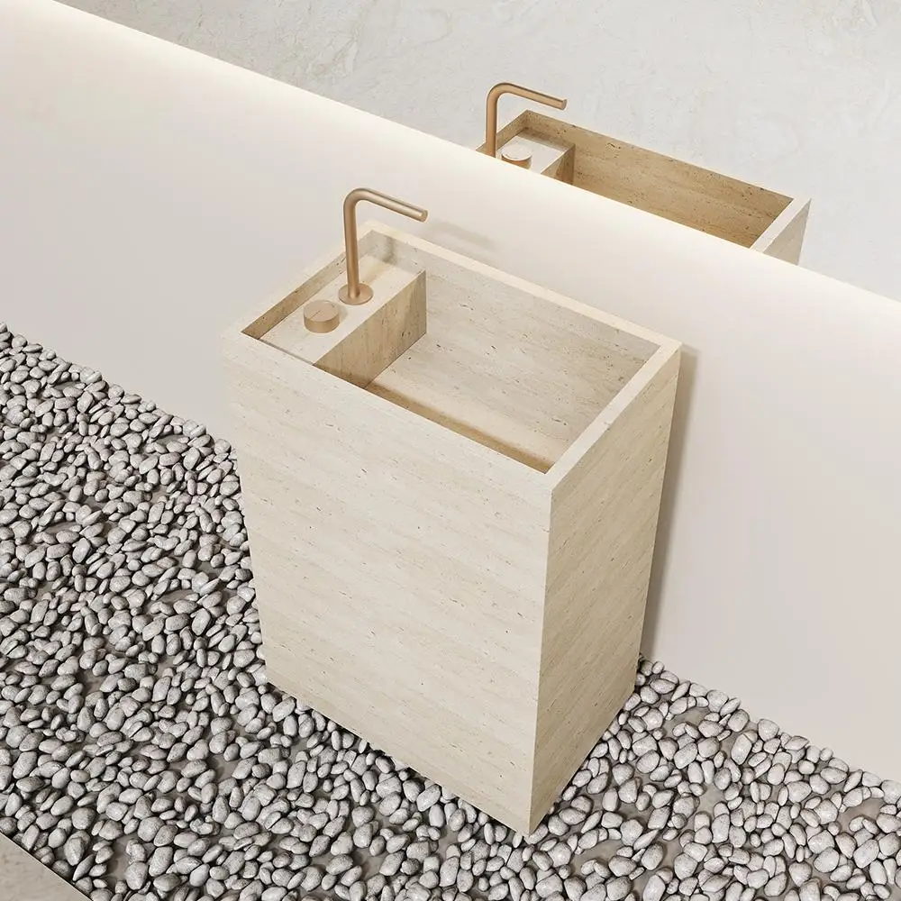 

Роскошная каменная раковина для ванной комнаты, устойчивая к пятнам и прочная зеленая напольная туалетная комната, тумба для глубокой раковины с узкой оправой