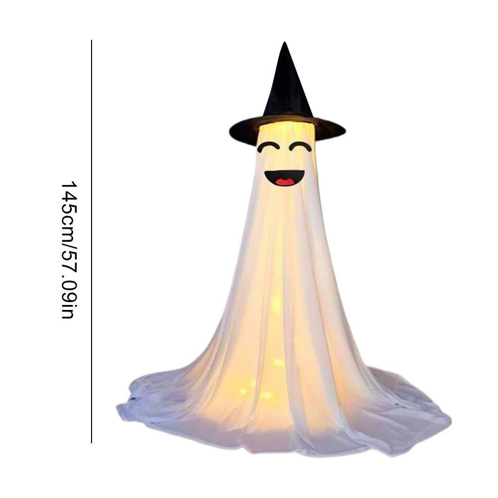 2Pcs LED Halloween Ghost Decorations Battery Powered Scary Ghost Figurine 8 Modes Standing Ghost Ornament for Table Room Kitchen