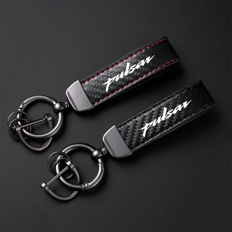 For Bajaj Pulsar 200 NS/200 RS/200 A with logo Accessories High-Grade Carbon Fiber Motorcycle Keychain Holder Keyring