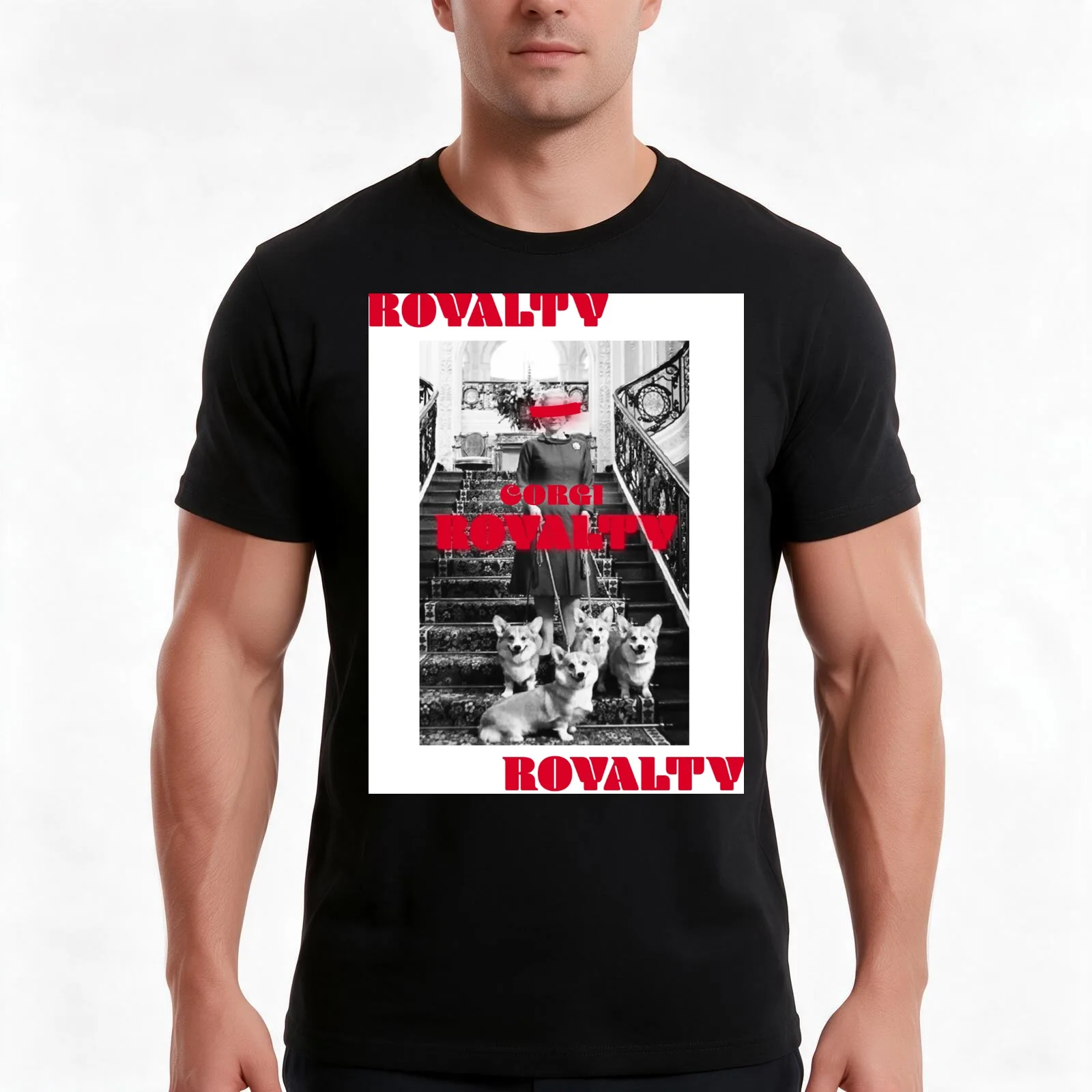 RP Charity - 'Corgi Royalty' T-Shirt, Summer Casual Cotton Tee, Oversized Streetwear Tops, Vintage Graphic Print, 100% Cotton