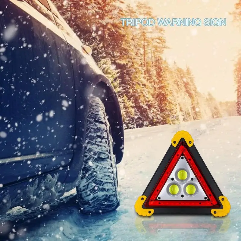 Rechargeable Car Warning Triangles Rechargeable Triangle Lights Portable Bright & Eye-Catching Lightweight Safety Sign