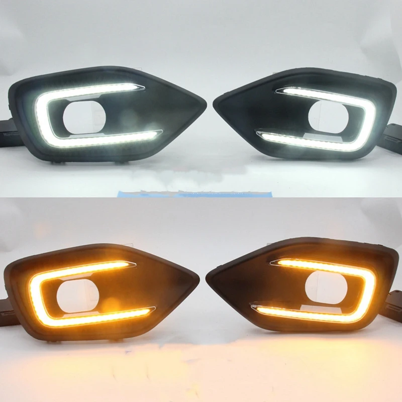 LED Daytime Running Lights For Suzuki Swift 2024 2025 DRL Dynamic Turn Signal Fog Lamps White Yellow Accessories