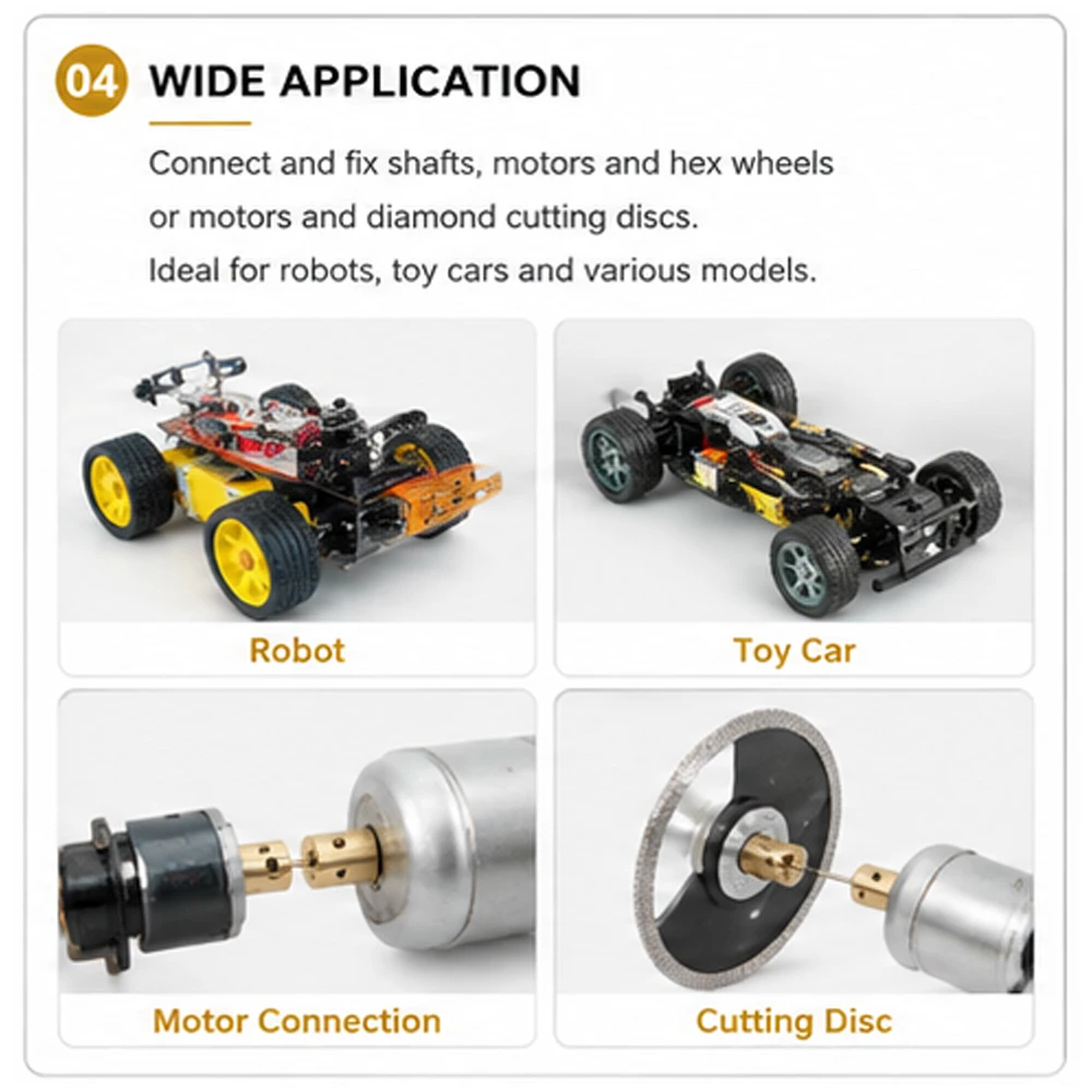 

2/3/3.17/4/5/6/7/8mm Hexagonal Brass Shaft Coupling Motor Transmission Connector With Screws Wrench Model Car Wheels Tires Shaft