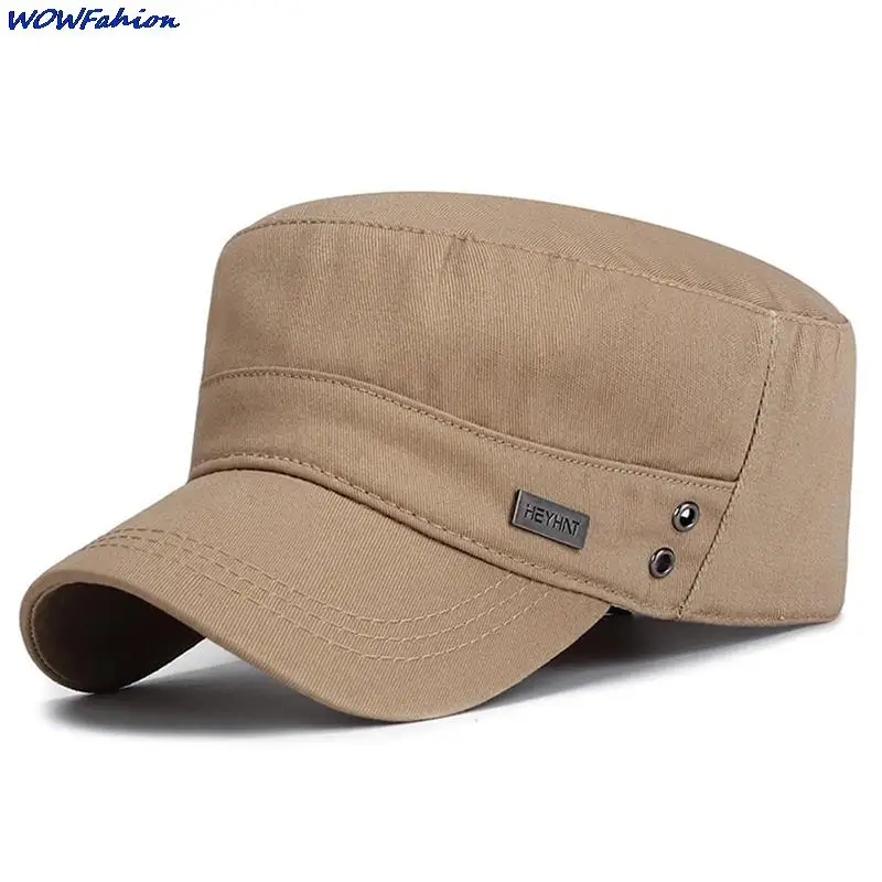 Military Cap For Men Women Classic Cotton Flat Caps Outdoor Sun Protection Casual Hat Retro Army Cadet Style Hat