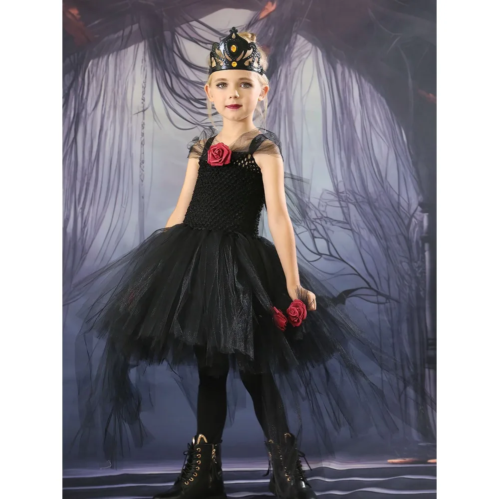 

Black Gray Sweet Cool Fluffy Tulle Tutu Dress Halloween Stage Outfit Carnival Party Attire Holiday Festive Evening Fancy Wear