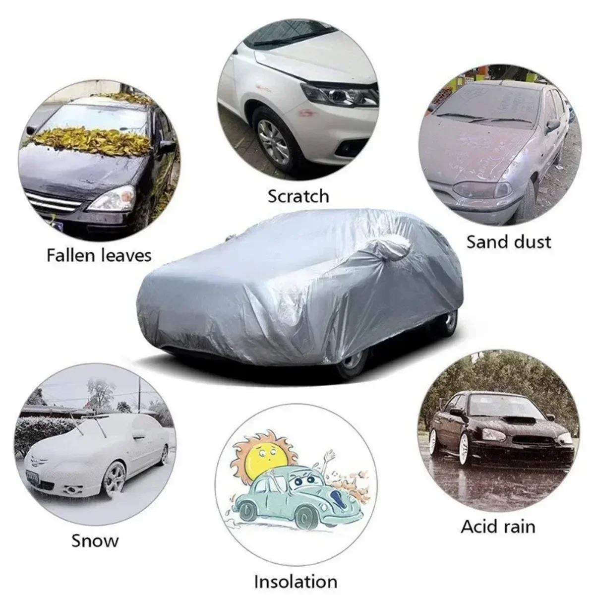 Full Car Cover Sun Outdoor Sunscreen Heat Sun UV Protection Dustproof Anti-UV Scratch-Resistant Universal Car Styling