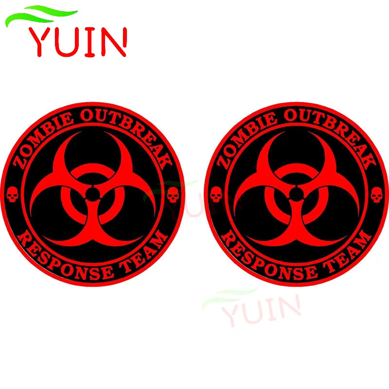 

2X ZOMBIE OUTBREAK RESPONSE Fiery Car Sticker Personalized PVC Decorative Cars Accessories Waterproof Sunscreen Decals 8*8 cm