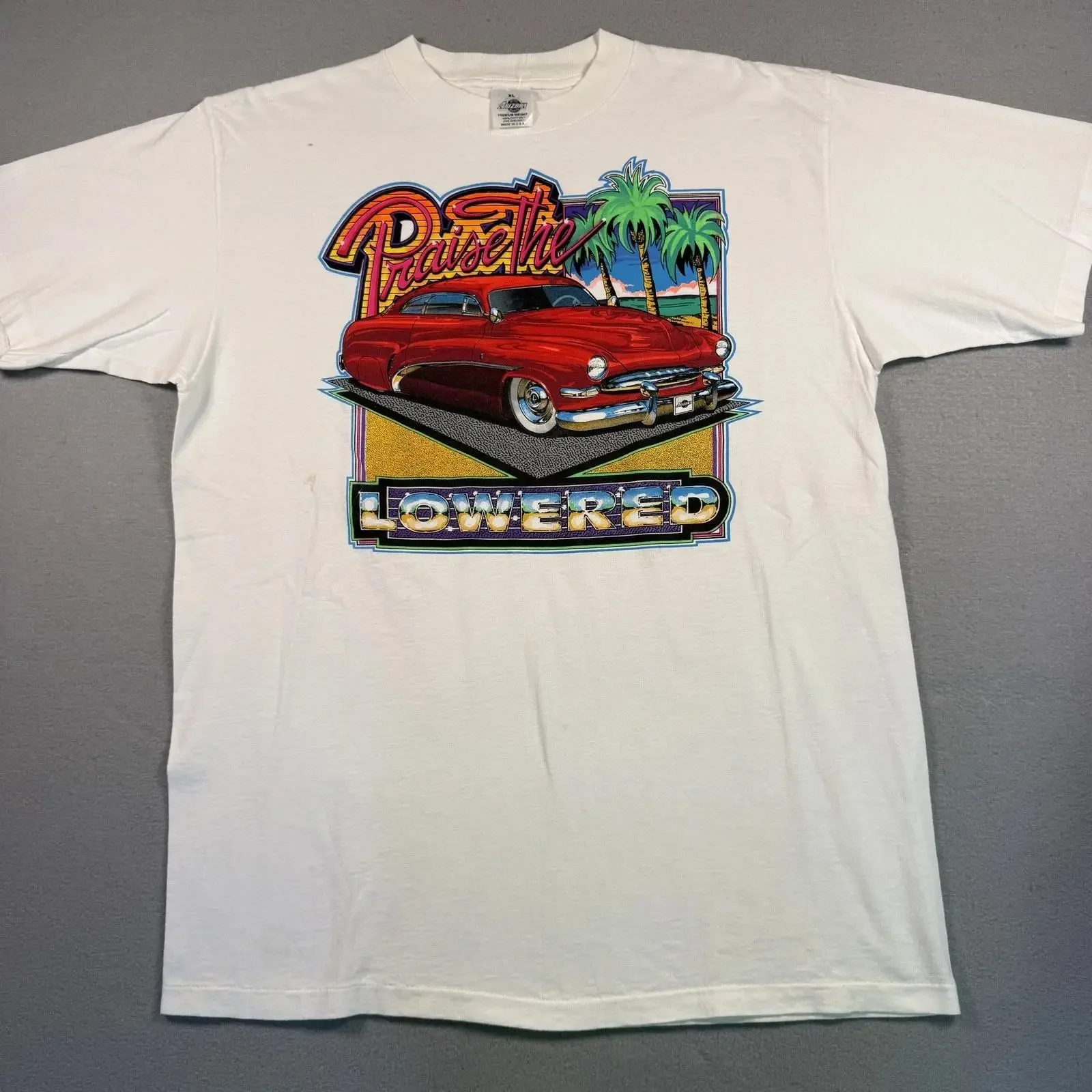 Arizona SporT T Shirt Men's Xl White Praise The Lowered Retro Classic Car vintage Washed fashion designer clothes graphic homme