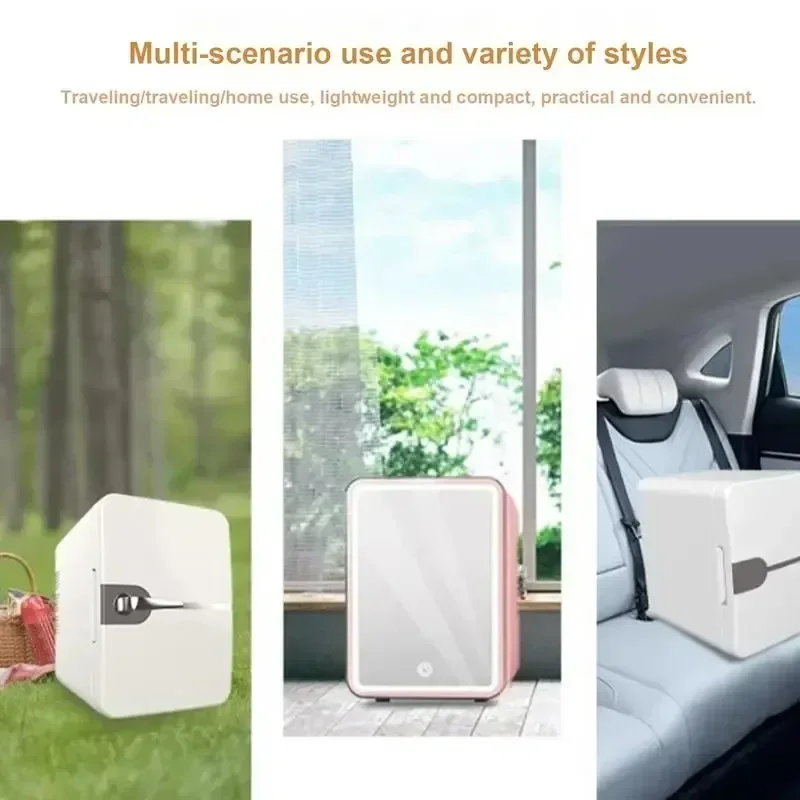 6L Mini Car Refrigerator Semiconductor Light Sound Low Energy USB Beverage Refrigerator Beauty Cosmetic Mask Refrigerator