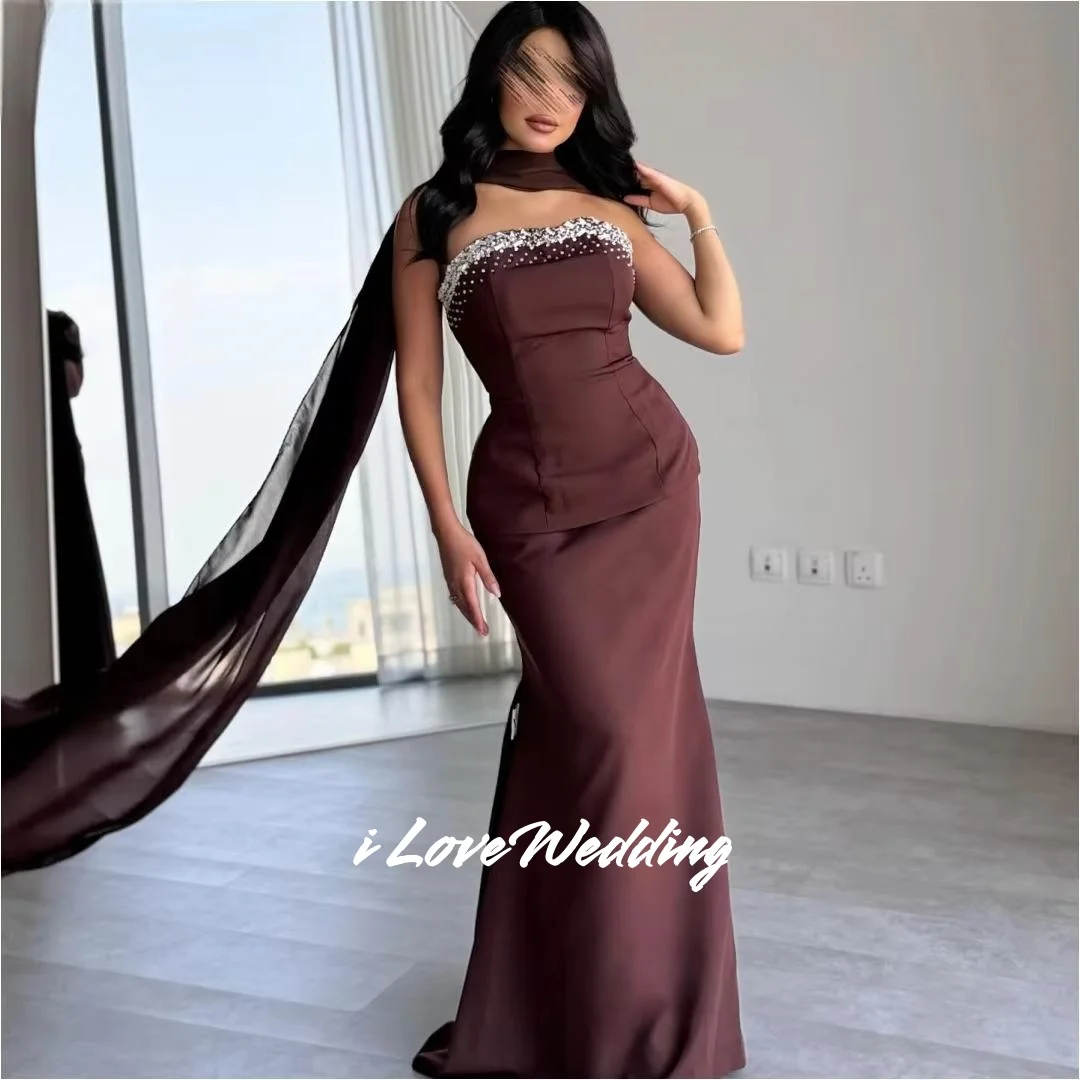 

Темно-коричневые платья для выпускного вечера без бретелек с русалкой и бисером без рукавов Свадебные платья robes de soirée длиной до пола, плиссированные на заказ