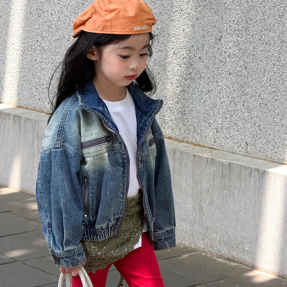 

Children's Retro Denim Jacket 2025 Autumn New Boys' And Girls' Old Washed Denim Clothes