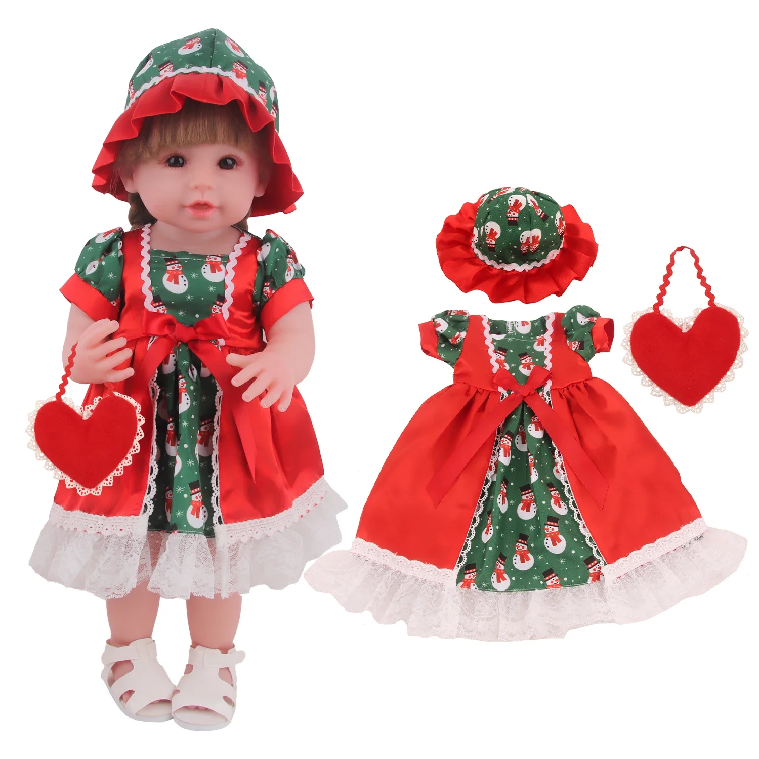 22 Inch Reborn Doll Clothes Set 55cm Doll Skirt Outfit Baby Girl Figurine Christmas Clothing Collectible Doll Accessories Gift