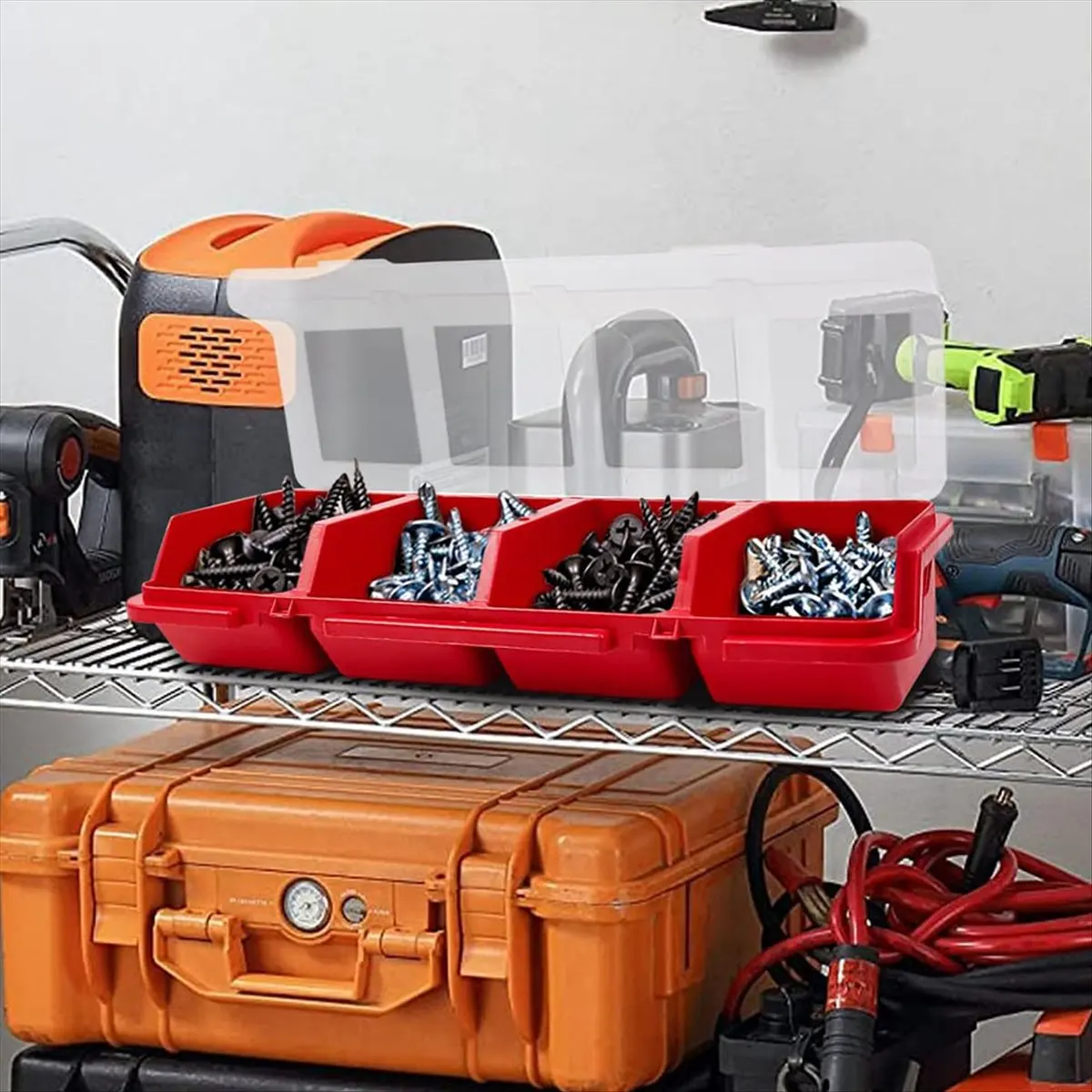 Y17A 6Pcs Screw Organizers Storage Bins with Lids, Plastic Stackable Hardware Organizer Box for Garage Nails Tool Organizing