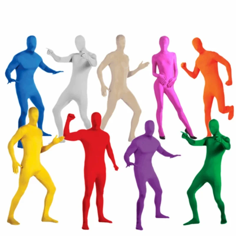 Adult full body Zentai suit men's spandex second skin tight suits Halloween party cosplay costume black green unitard bodysuit