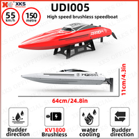 XKS High Speed 55km/h RC Boat UDiRC UDI005 Waterproof 2.4G Radio Controlled Brushless Speedboat PVC Toy Gift for Kids