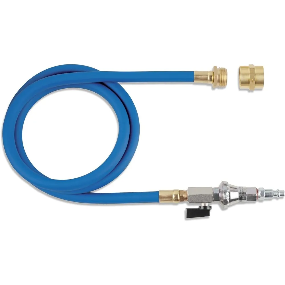 

Long Hose 45 PSI Air Compressor Water Blow Out Adapter, RV Winterizing Kit with male and female GHT connectors and Prese
