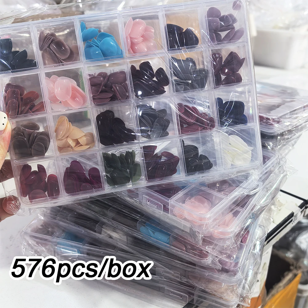 

576 шт./кор. Серый цвет Morandi, короткие акриловые накладные ногти квадратной формы, накладные ногти, накладные ногти, накладные ногти