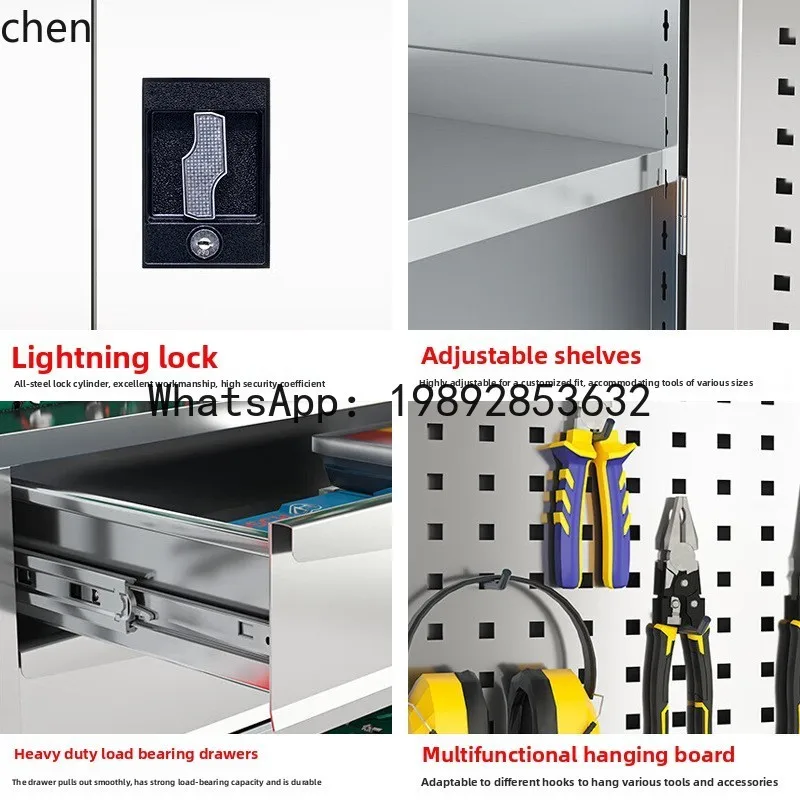 YFY Stainless Steel Tool Cabinet Heavy Duty Iron Cabinet Factory Auto Repair Parking Space Storage Thickened Drawer Cabinet