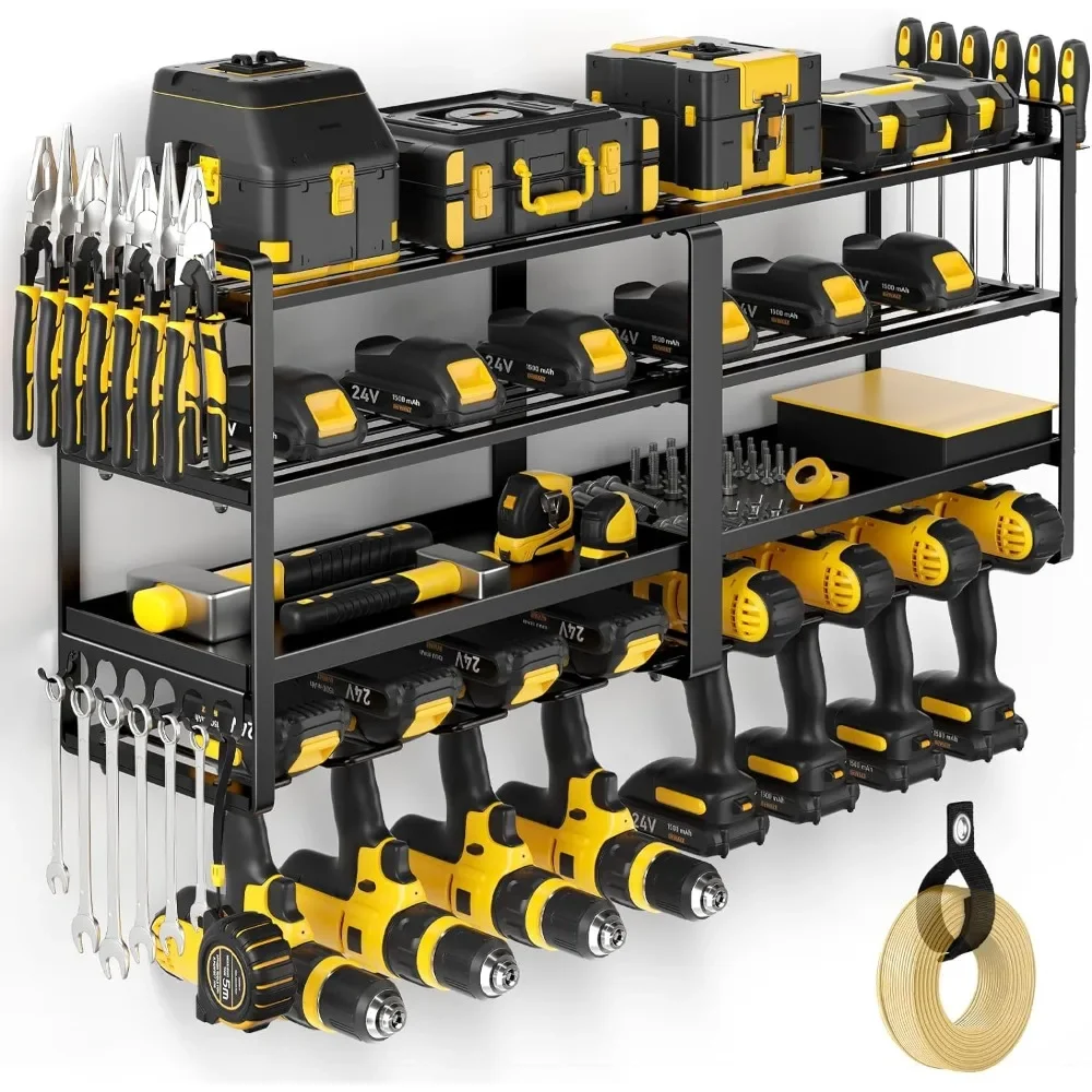 

Power Tool Organizer Wall Mount, Extended Large Heavy Duty 8 Drill Holder, 4 Layer Garage Tool Organizer and Storage,