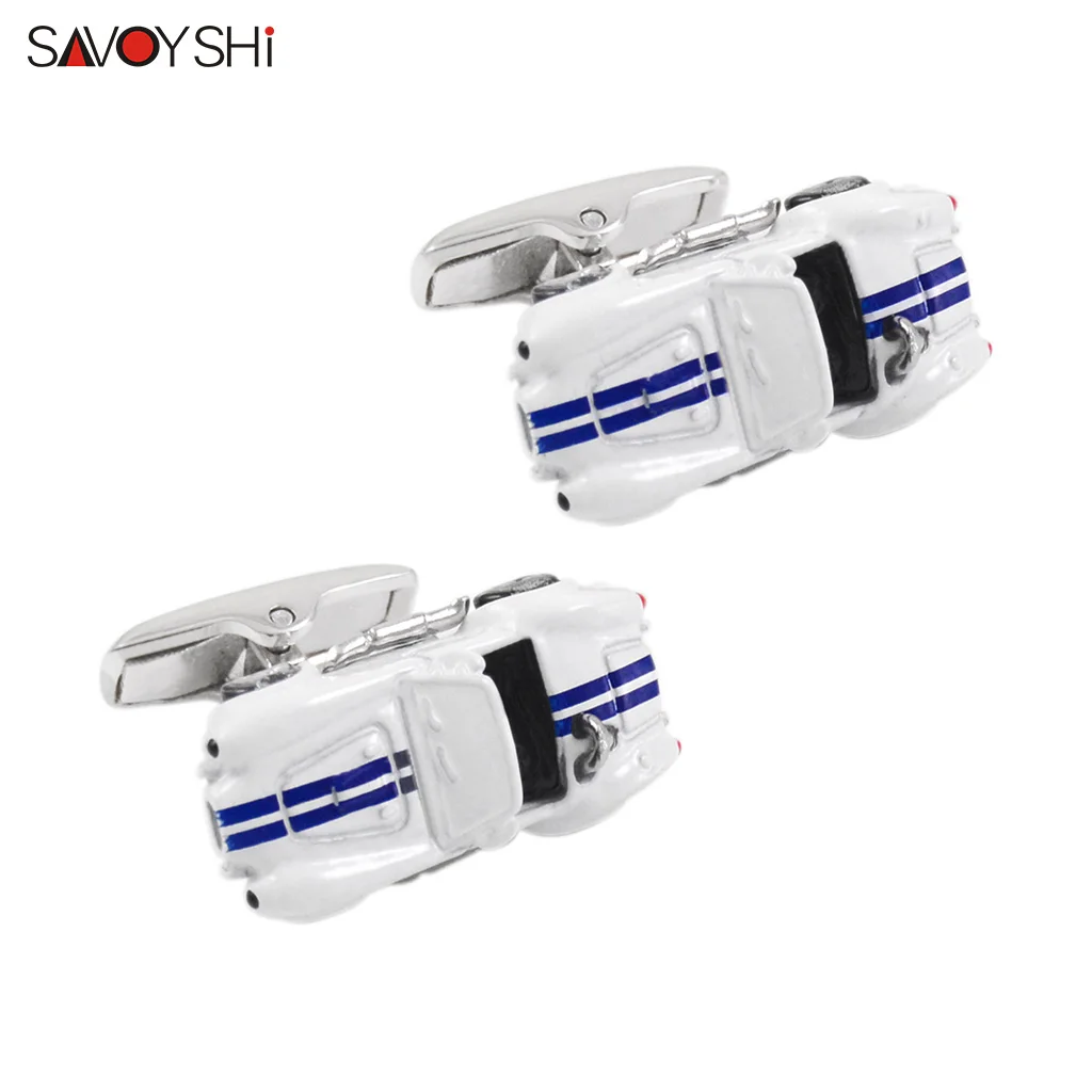 SAVOYSHI 3D Racing Car Model Mens Cufflinks French Shirt Cuff buttons High Quality Enamel Cuff Links Fashion Jewelry