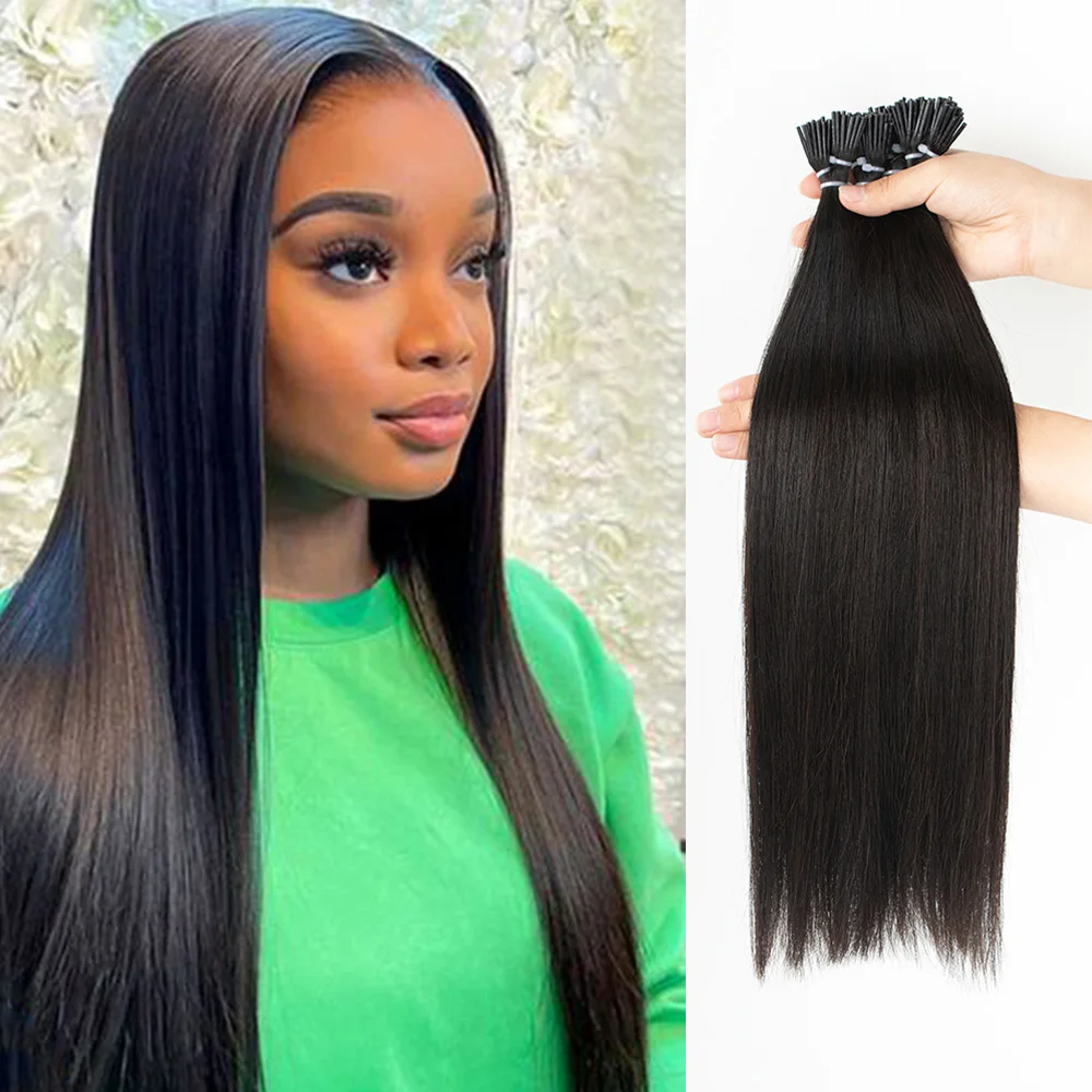 

Silky Straight I Tip Hair Extensions Human Hair For Black Women Pre Bonded Brazilian Remy Hair Microlink Beads I Tip Hair 50pcs