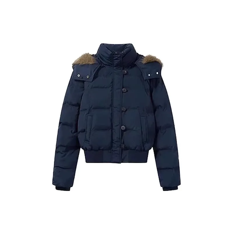 

Winter Short Down Cotton Jacket Women Outerwear Solid Color Hooded Female Cotton-padded Jackets Y2k Streetwear