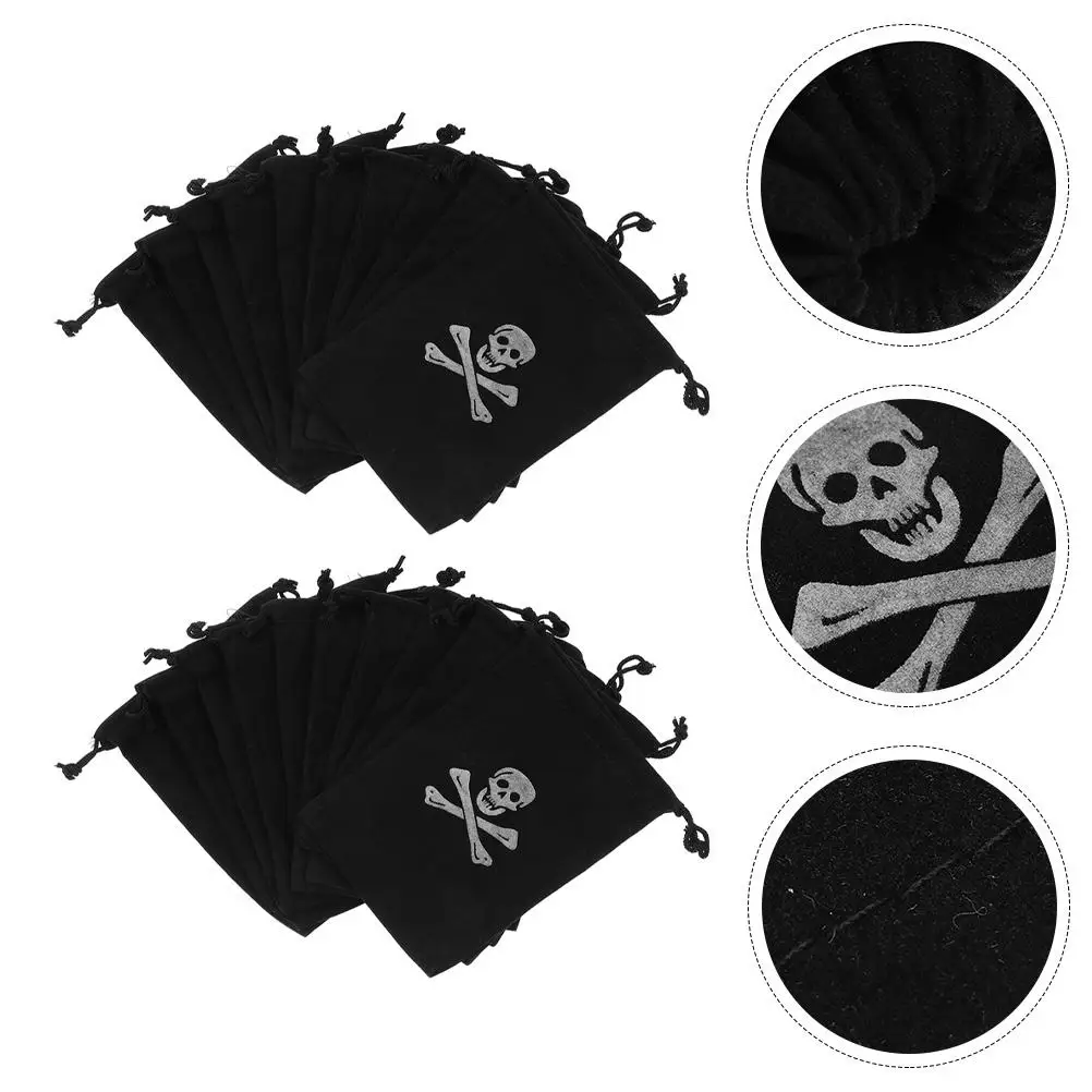 20 Pcs Pirate Skull Drawstring Bags Halloween Pouch Candy Gift Bag 15 5x11 5cm Storage Container Present Ideas