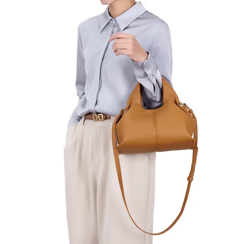 Sac à main en forme de nuage, sac à bandoulière simple sous les bras, sac à boulettes, Style rétro français en cuir PU souple