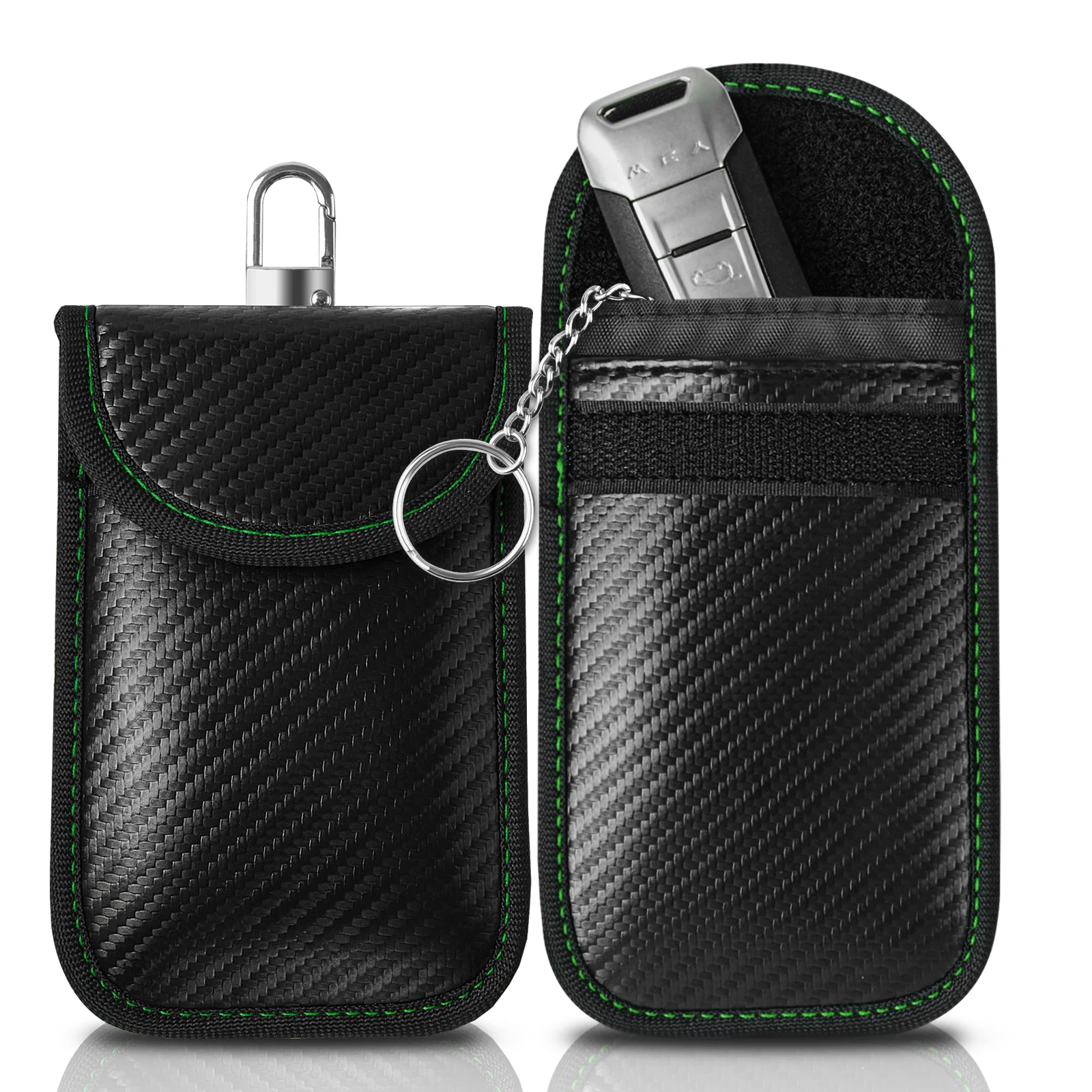 Pochette Faraday pour clés de voiture, protection contre les signaux RFID, porte-clés, protection en cuir PU, double couche de blocage RFID