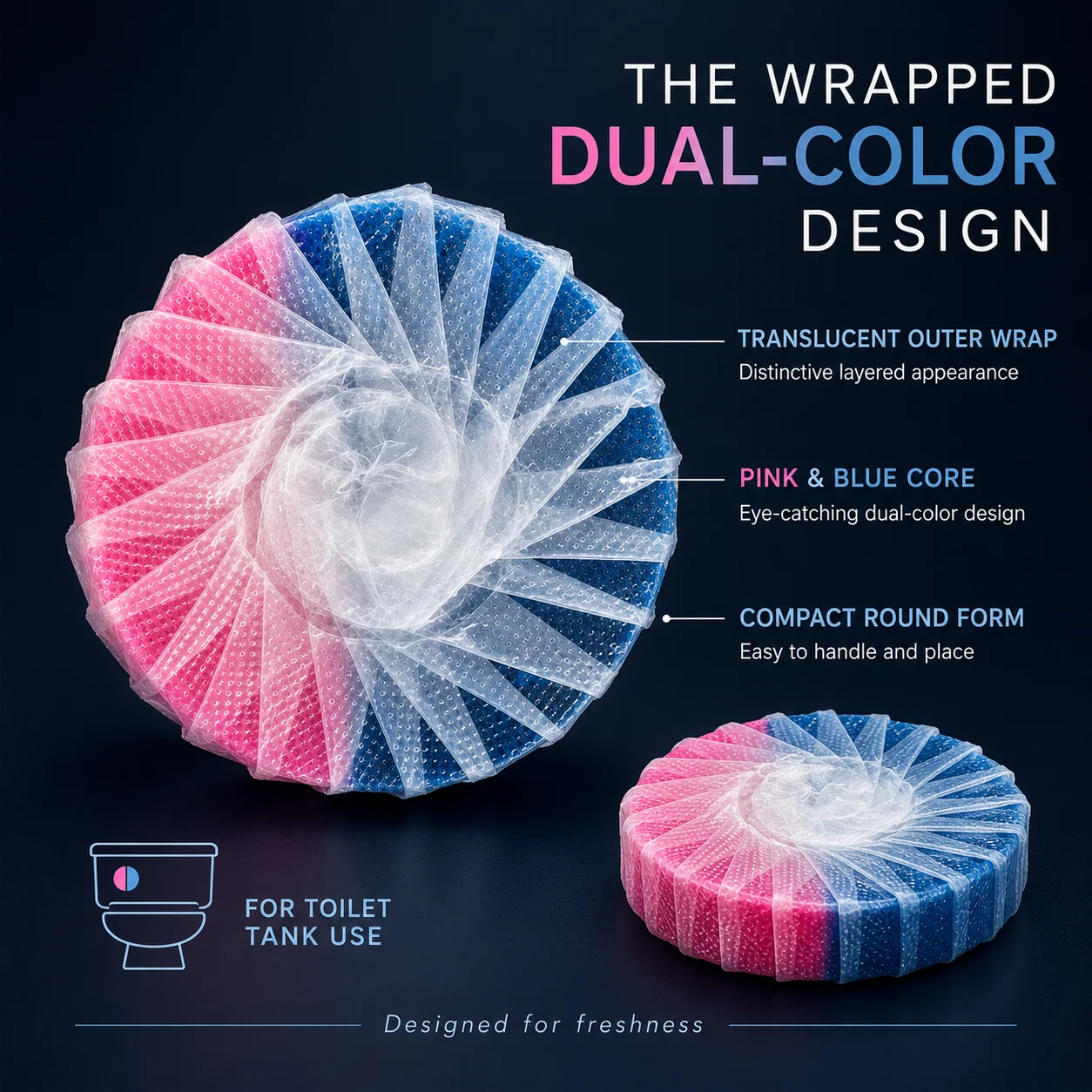 3/6/12Pcs Toilet Bowl Cleaner Tablets Pink Blue Wrapped Cleaning Blocks Fresh Scent Bathroom Care
