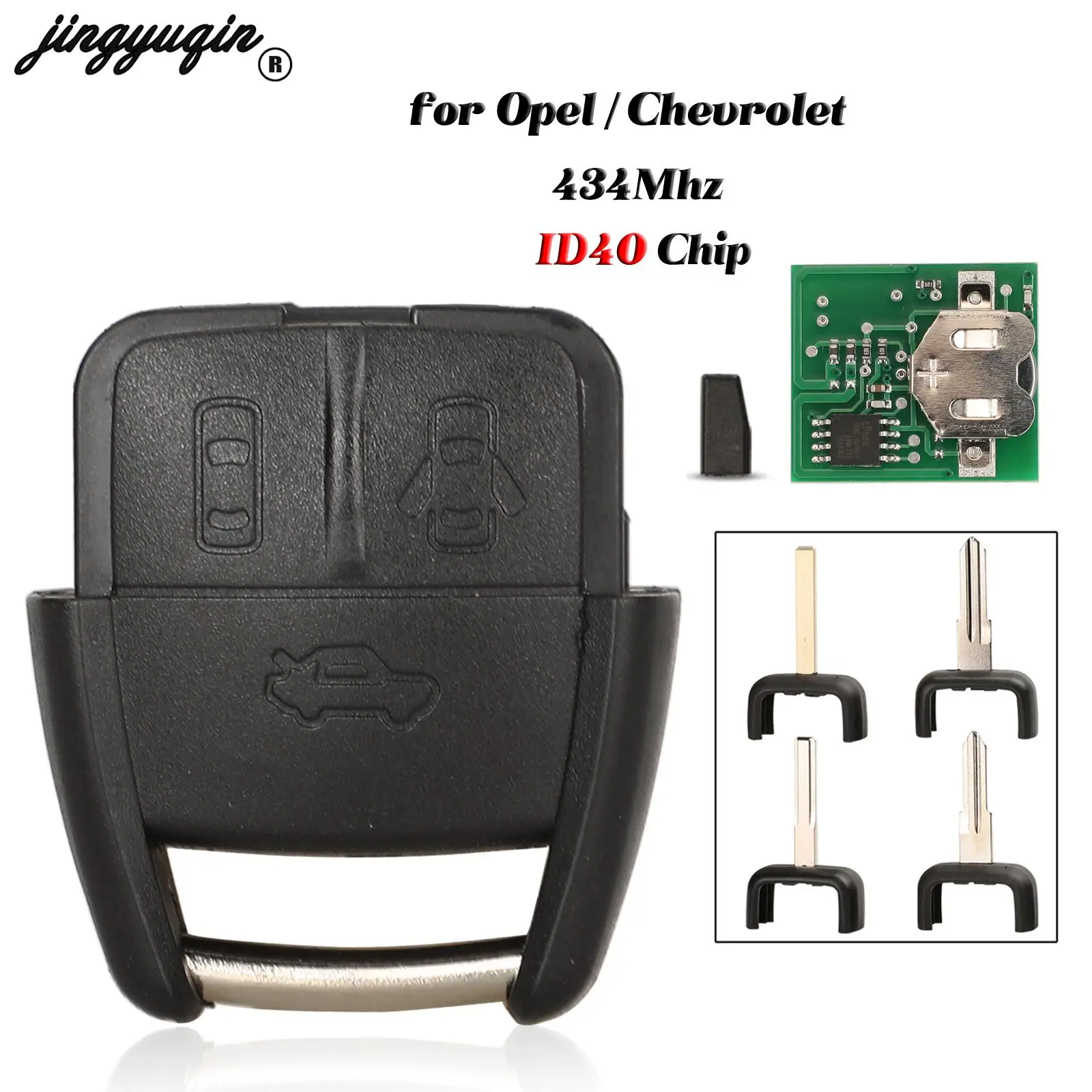 

jingyuqin 3Button for Opel astra ZAfira VECTRA Fit Chevrolet Brasit Astra Zafira Vectra Year Remote Key 434Mhz ID40 Chip Fob