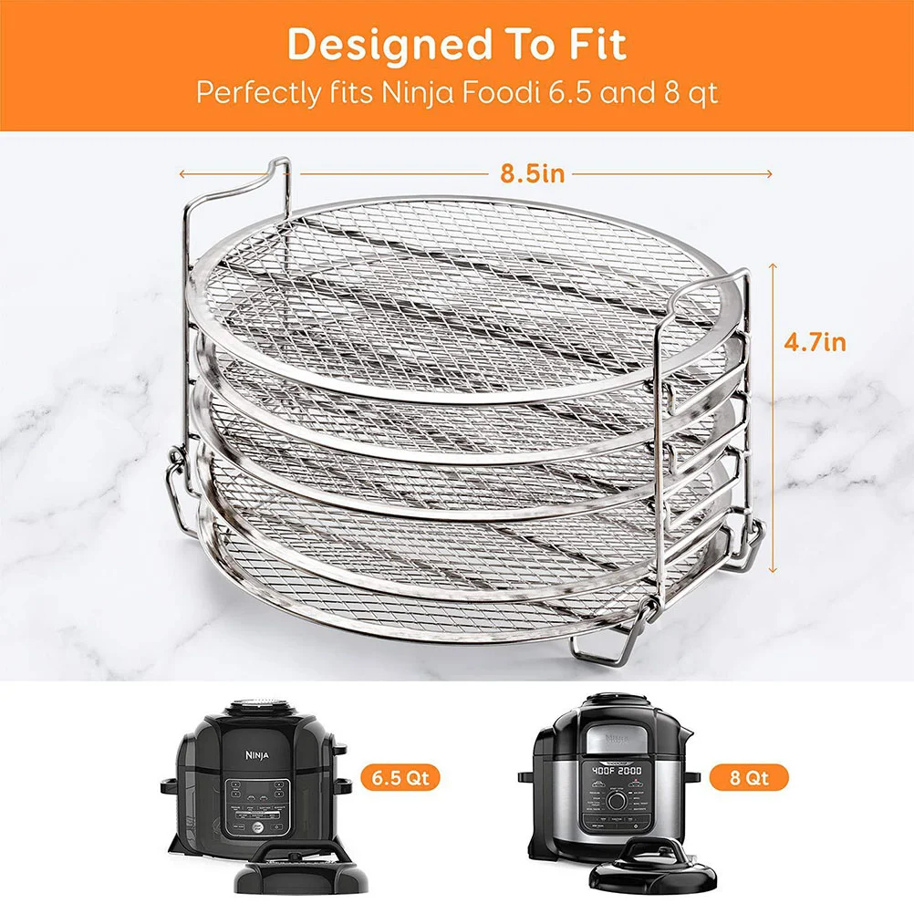 5 ชั้นสแตนเลส Air Fryer อุปกรณ์เสริม Ninja ย่างขนาดเล็กอัตโนมัติ Airfryer หม้อหุงข้าว Rack Dehydrator Bracket